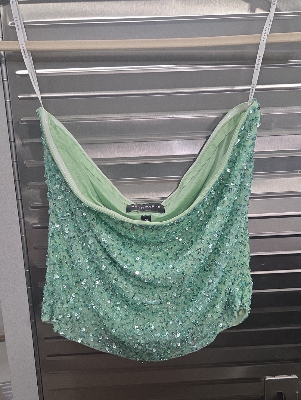 Retrofete Mint Green Sequin Crop Top